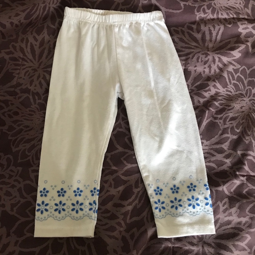 4T Floral White Leggings